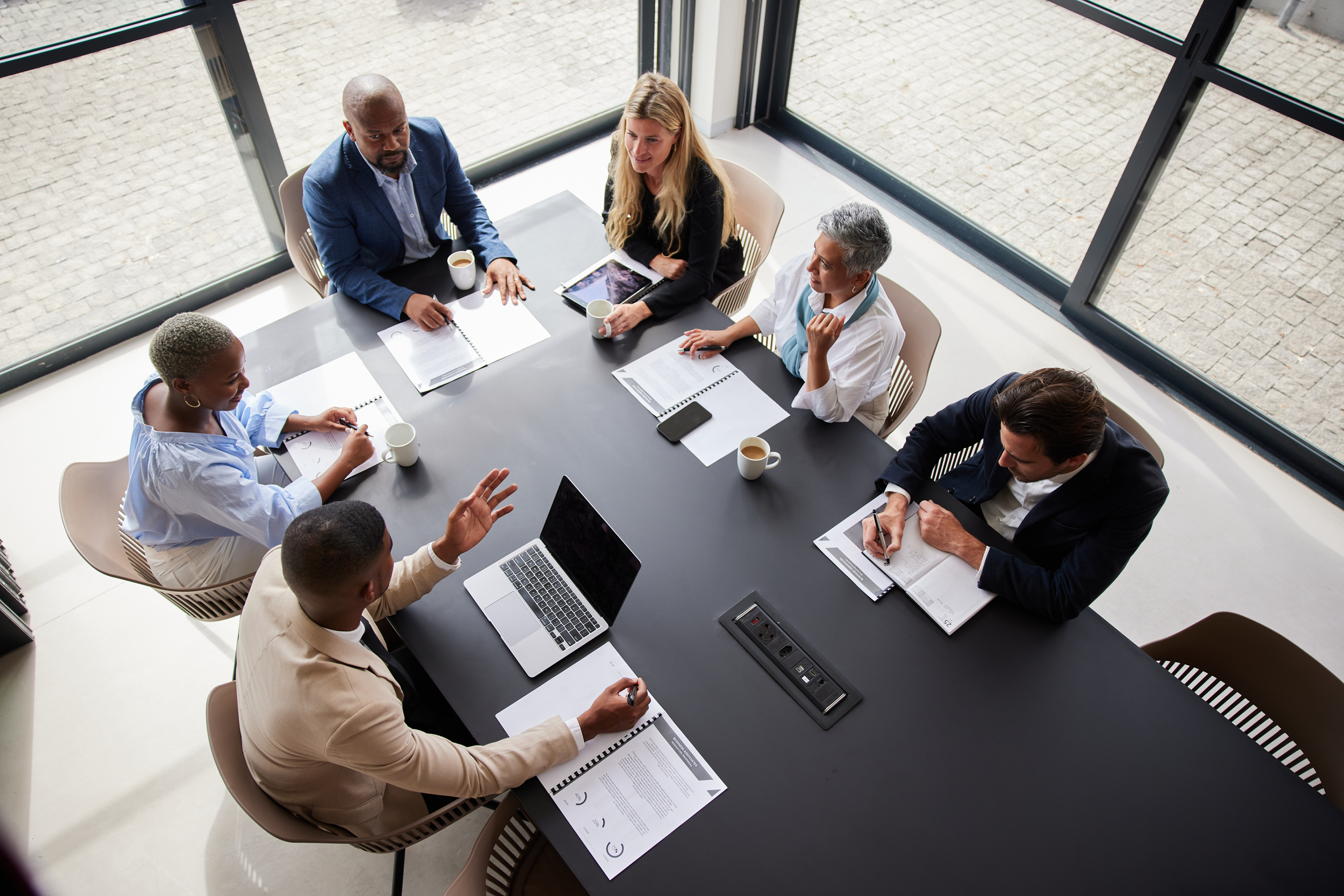Leadership meeting around a table